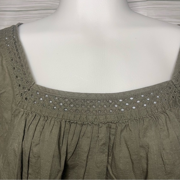 Sonoma Olive Green Square Neck Peasant Top - Picture 3 of 6